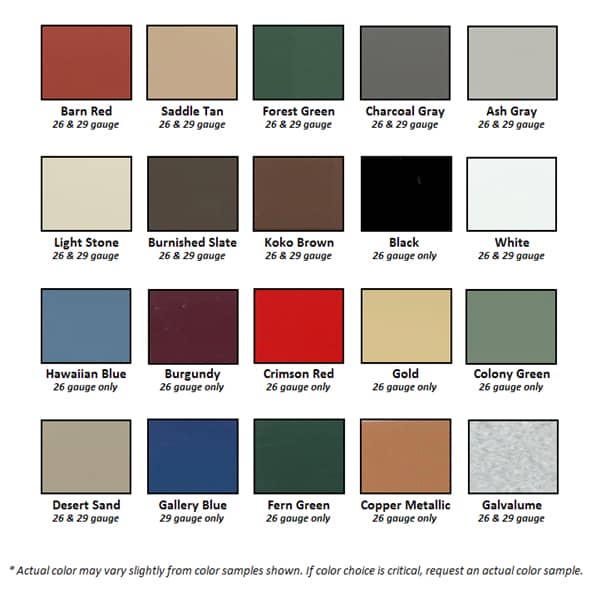 Metal Roofing Color Options Metal Roofing Color Options